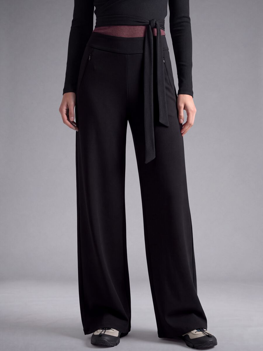Black wide-leg stretch trousers ALTAVIA STUDIO_1