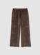 Brown chenille stretch pyjama trousers with regular fit_0