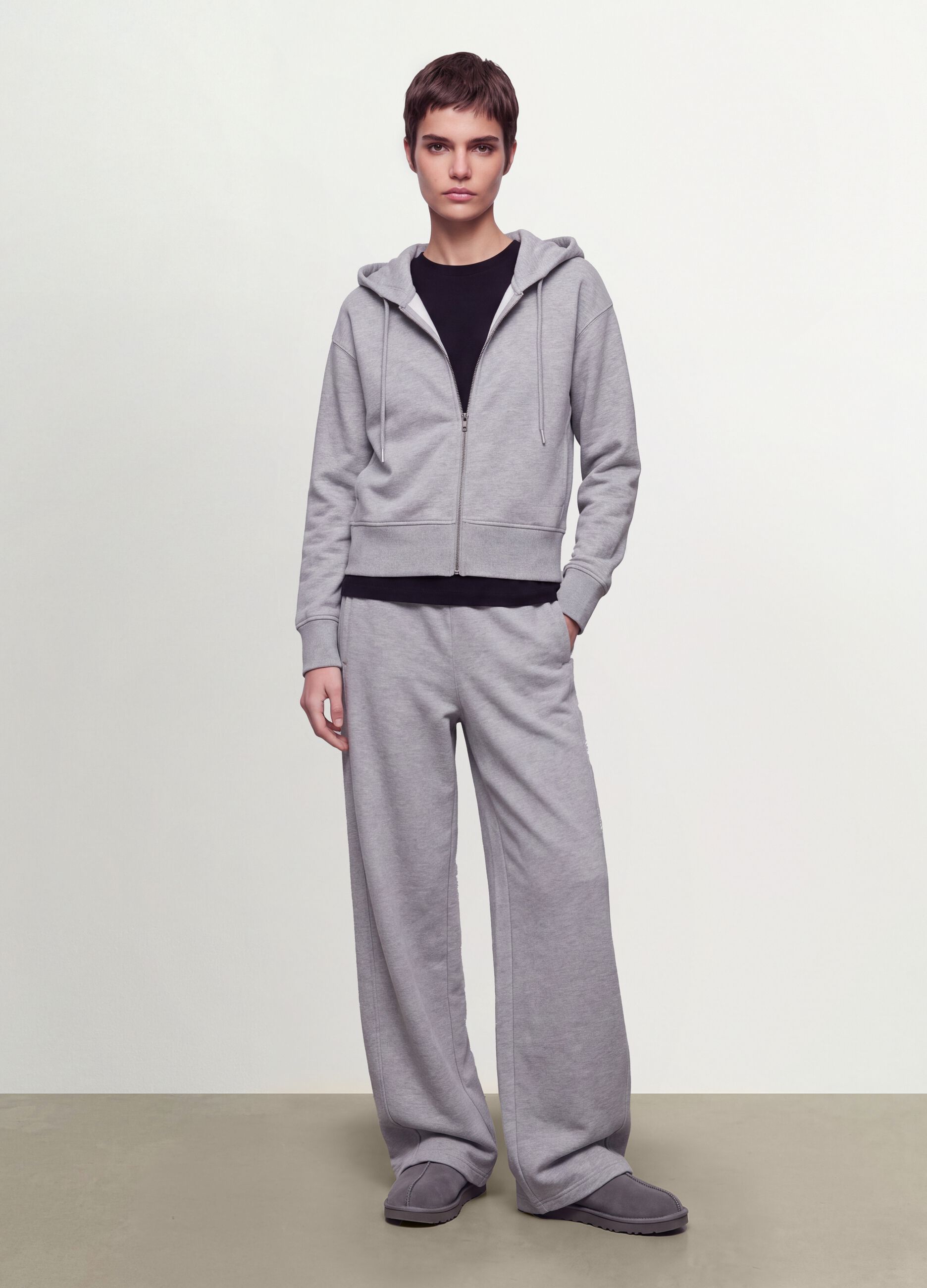 Jogger grigi in misto cotone barrel fit