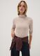 Beige stretch viscose top with mock neck, regular fit_0