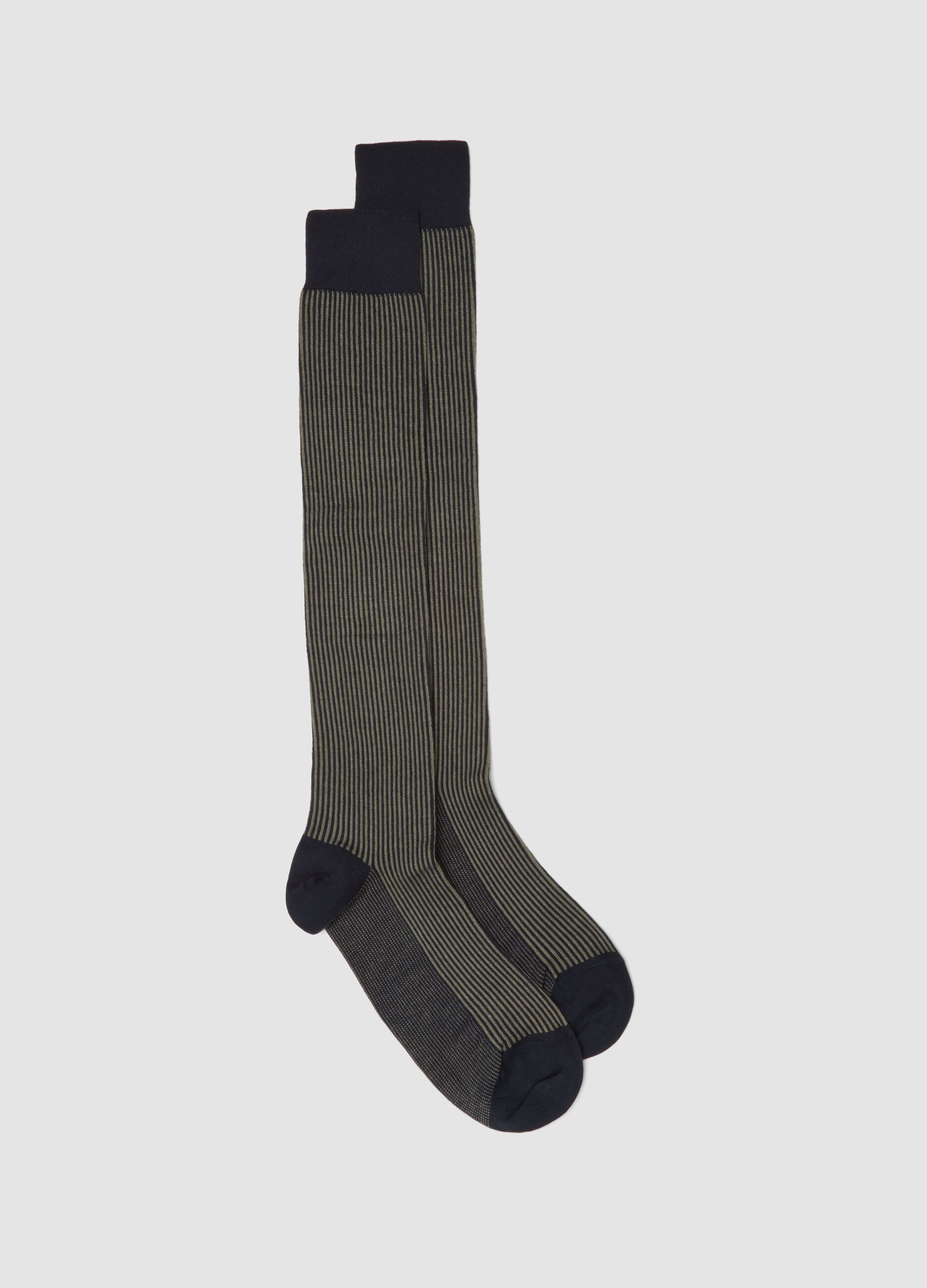 Blue striped long socks in stretch cotton