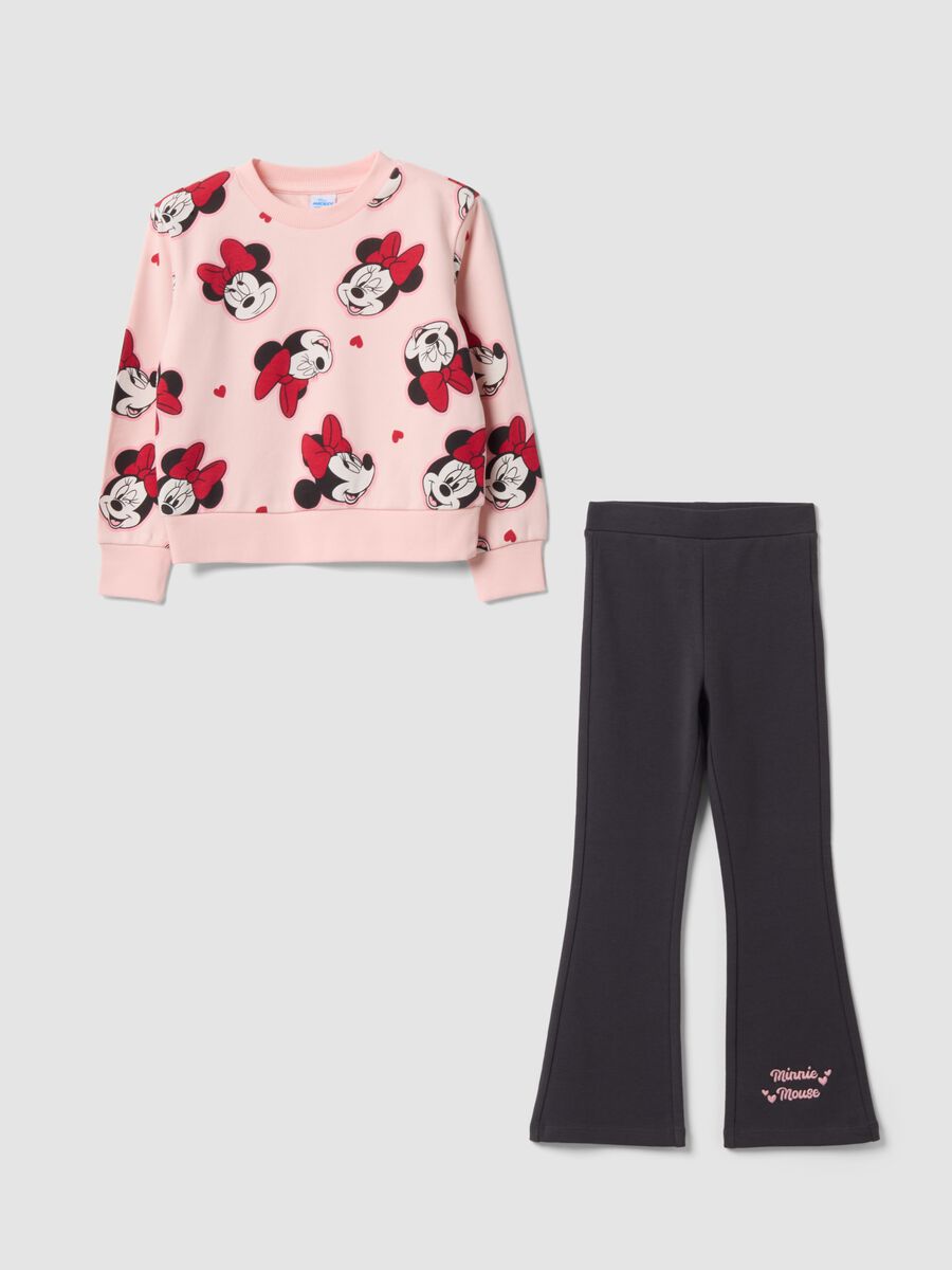 Completo jogging rosa in misto cotone con stampa Minnie_0