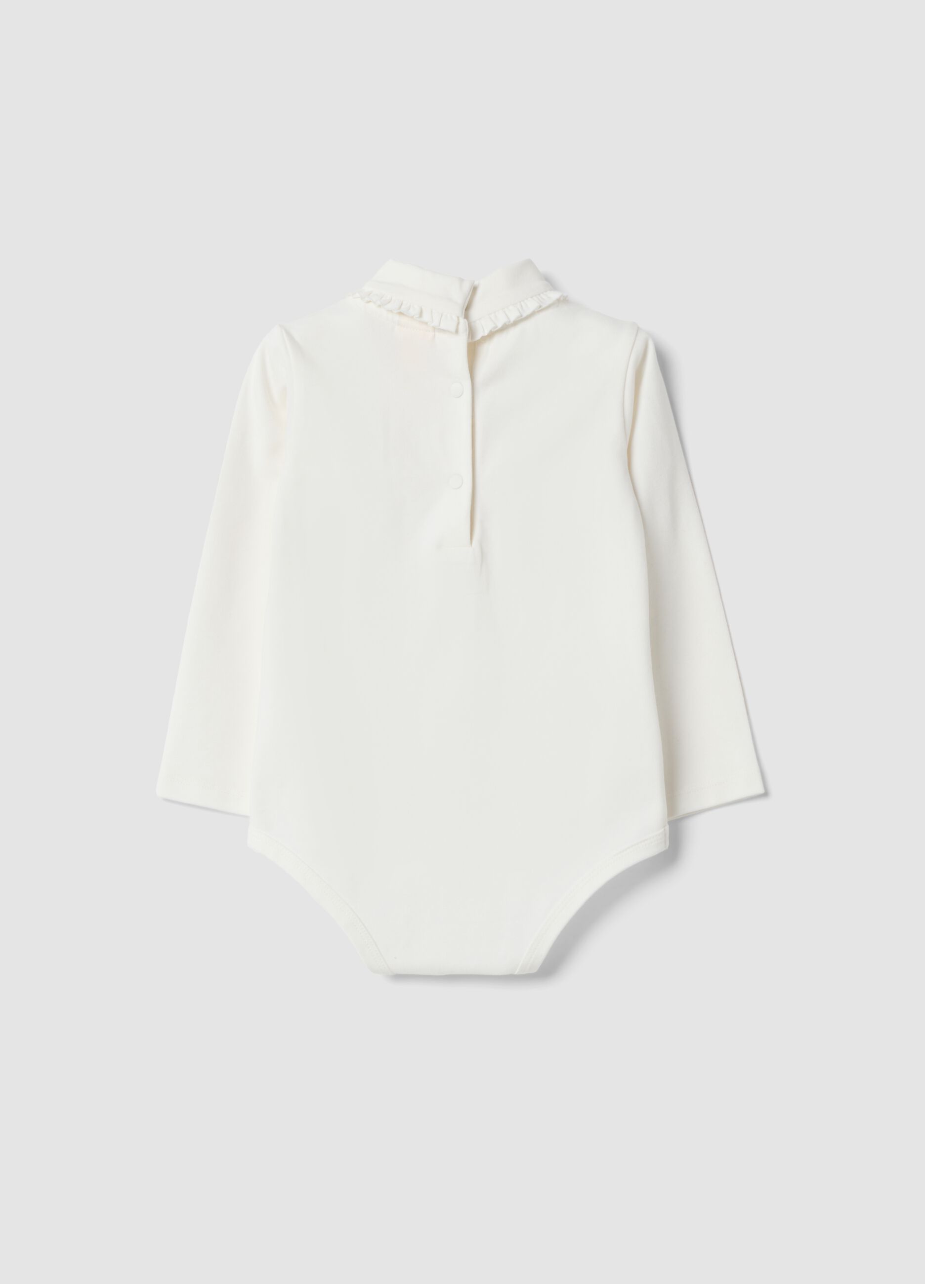 White organic stretch cotton bodysuit with Winnie the Pooh prints