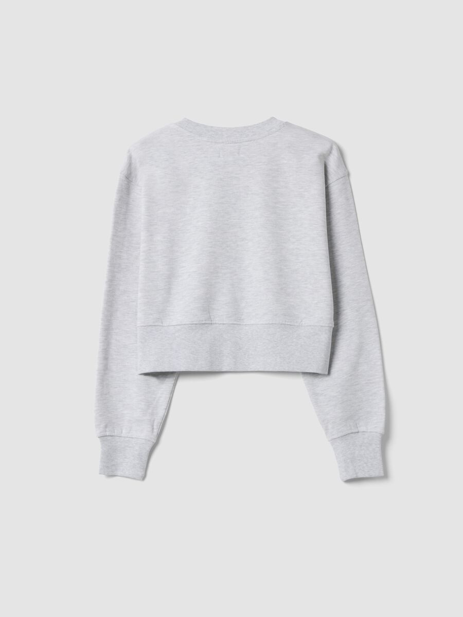 Grey marl sweatshirt in pure organic cotton with ribbed collar_1