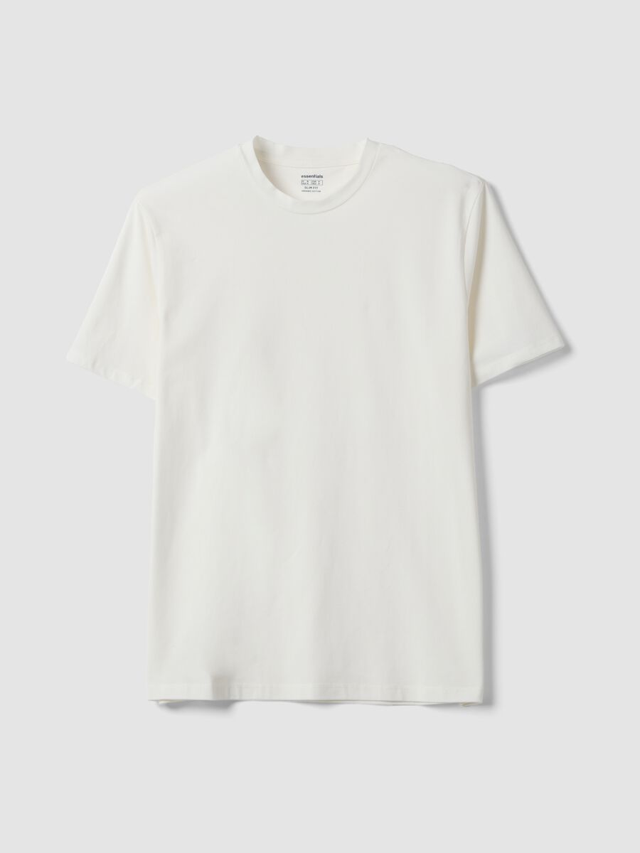White organic cotton slim-fit short-sleeve T-shirt_4