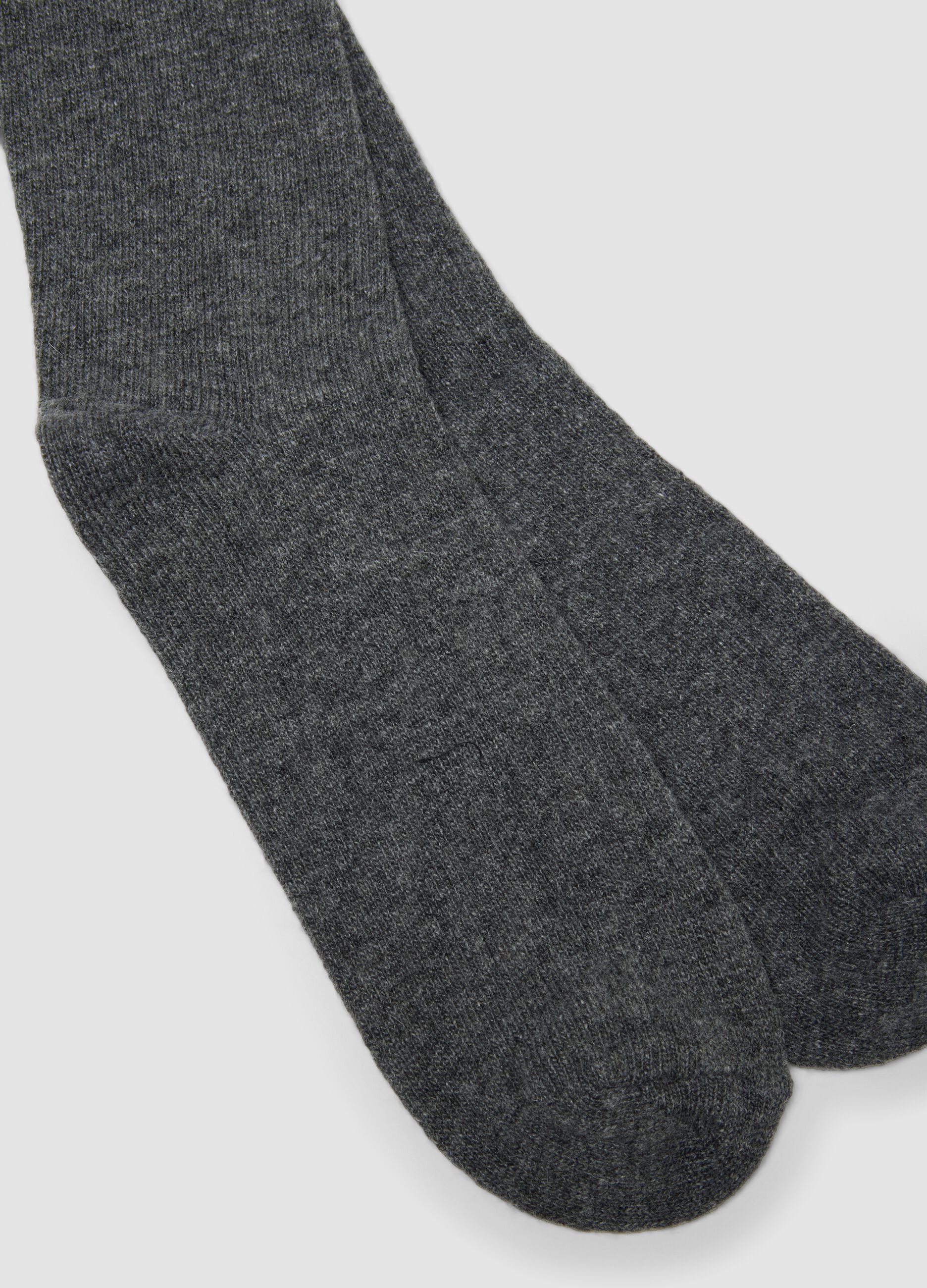 Grey melange long socks in wool, viscose and stretch cashmere