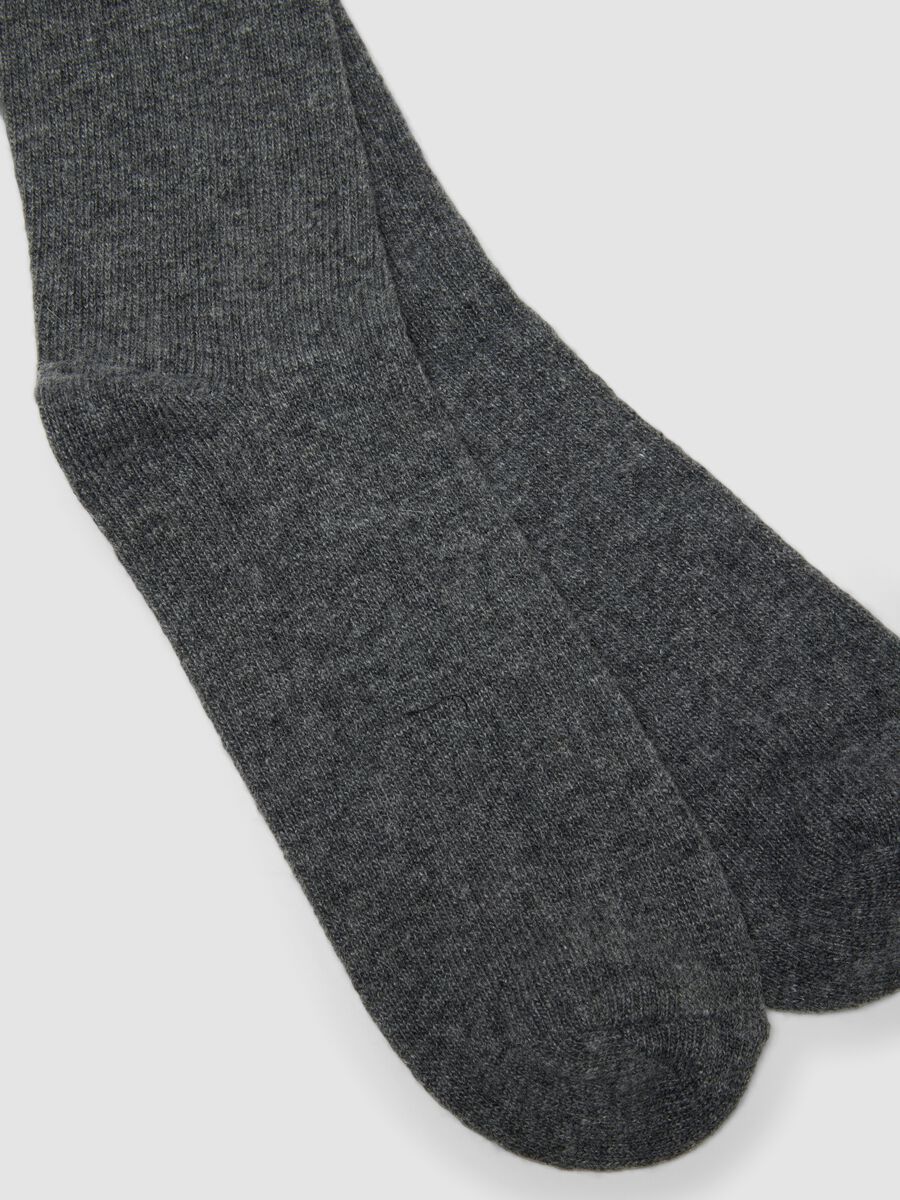 Grey melange long socks in wool, viscose and stretch cashmere_2