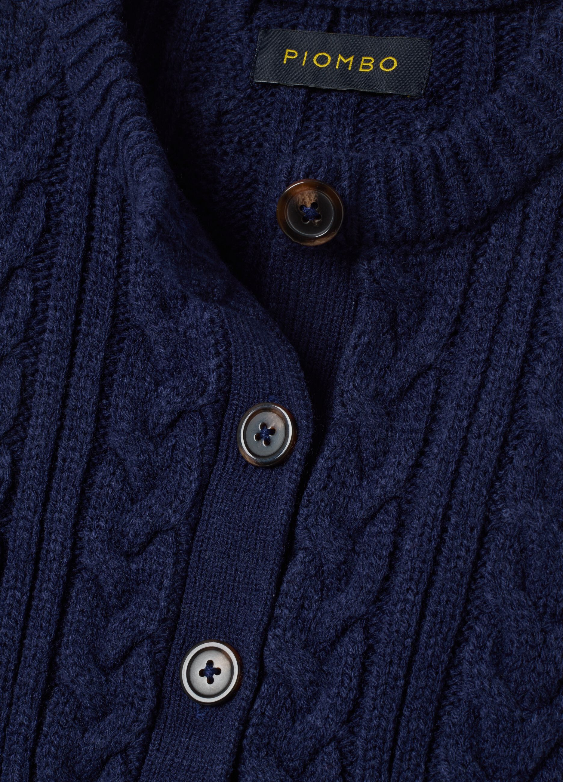 Blue crew-neck cable-knit wool-blend gilet
