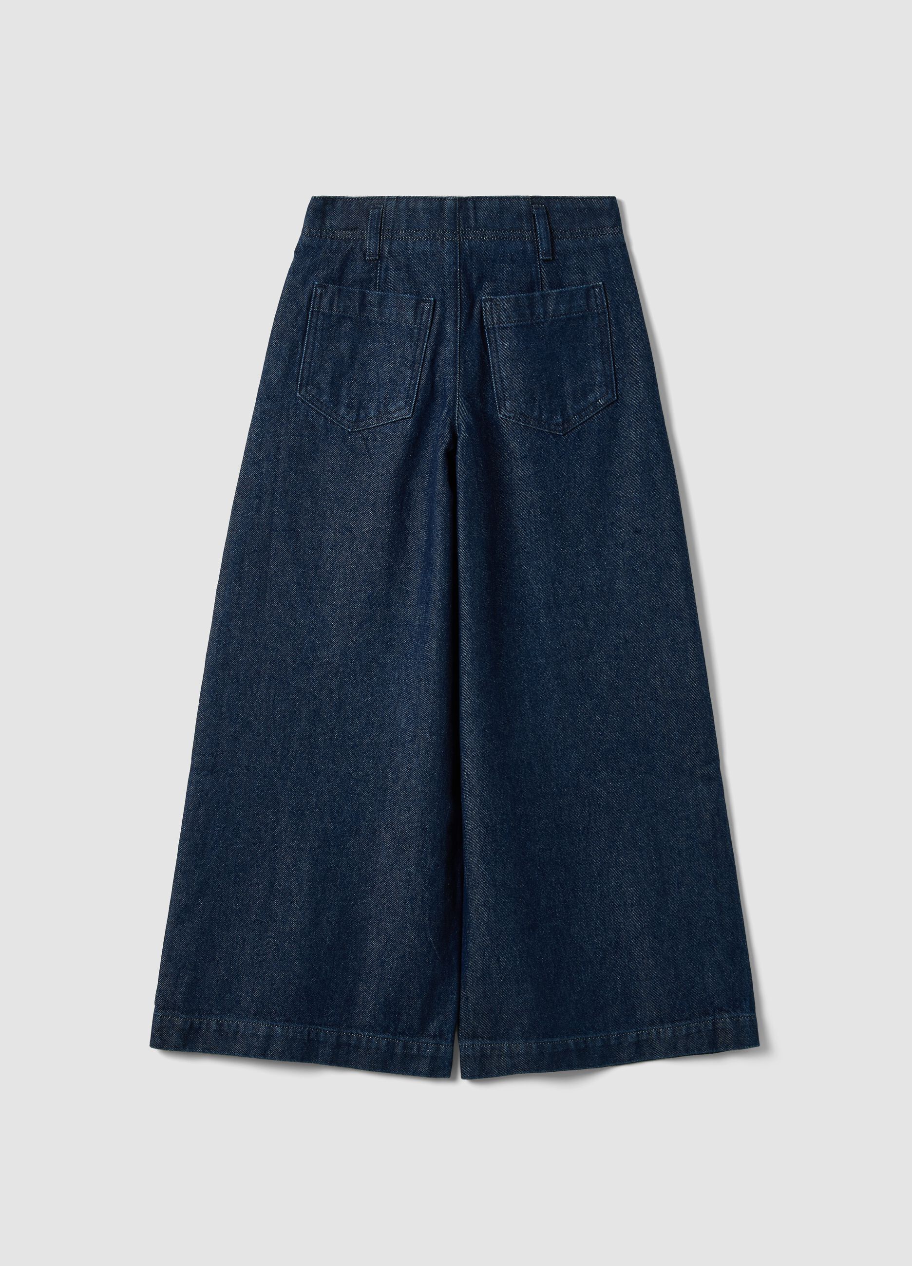 Blue wide-leg jeans in pure cotton