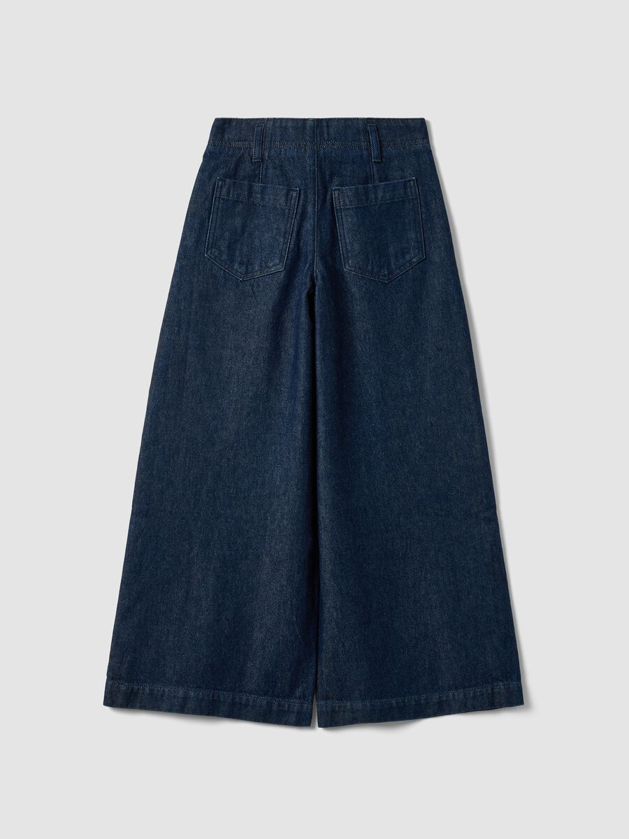 Blue wide-leg jeans in pure cotton_2