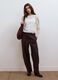 Brown pure cotton barrel-fit trousers_0
