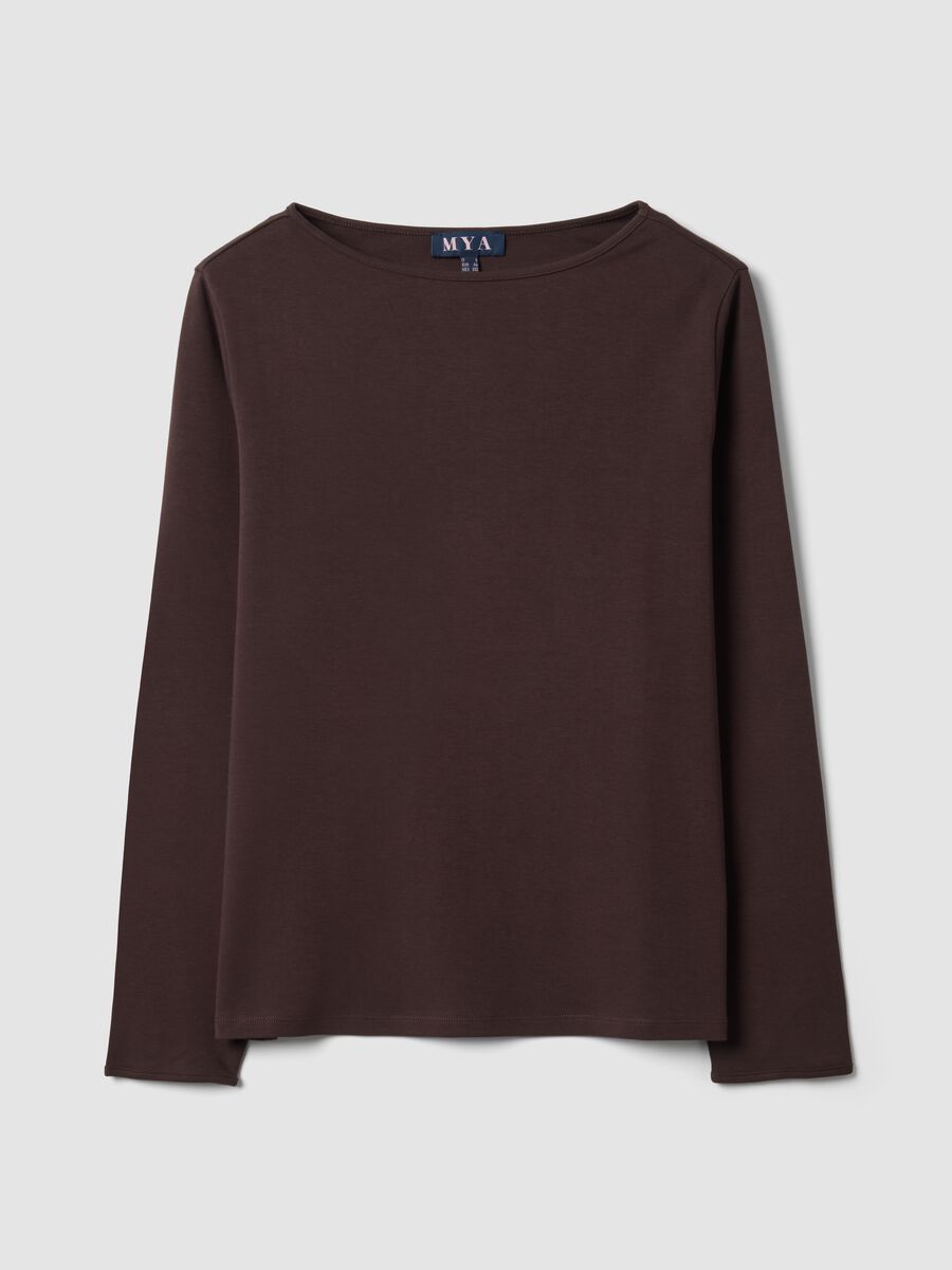 Brown pure cotton regular-fit crew-neck T-shirt_0