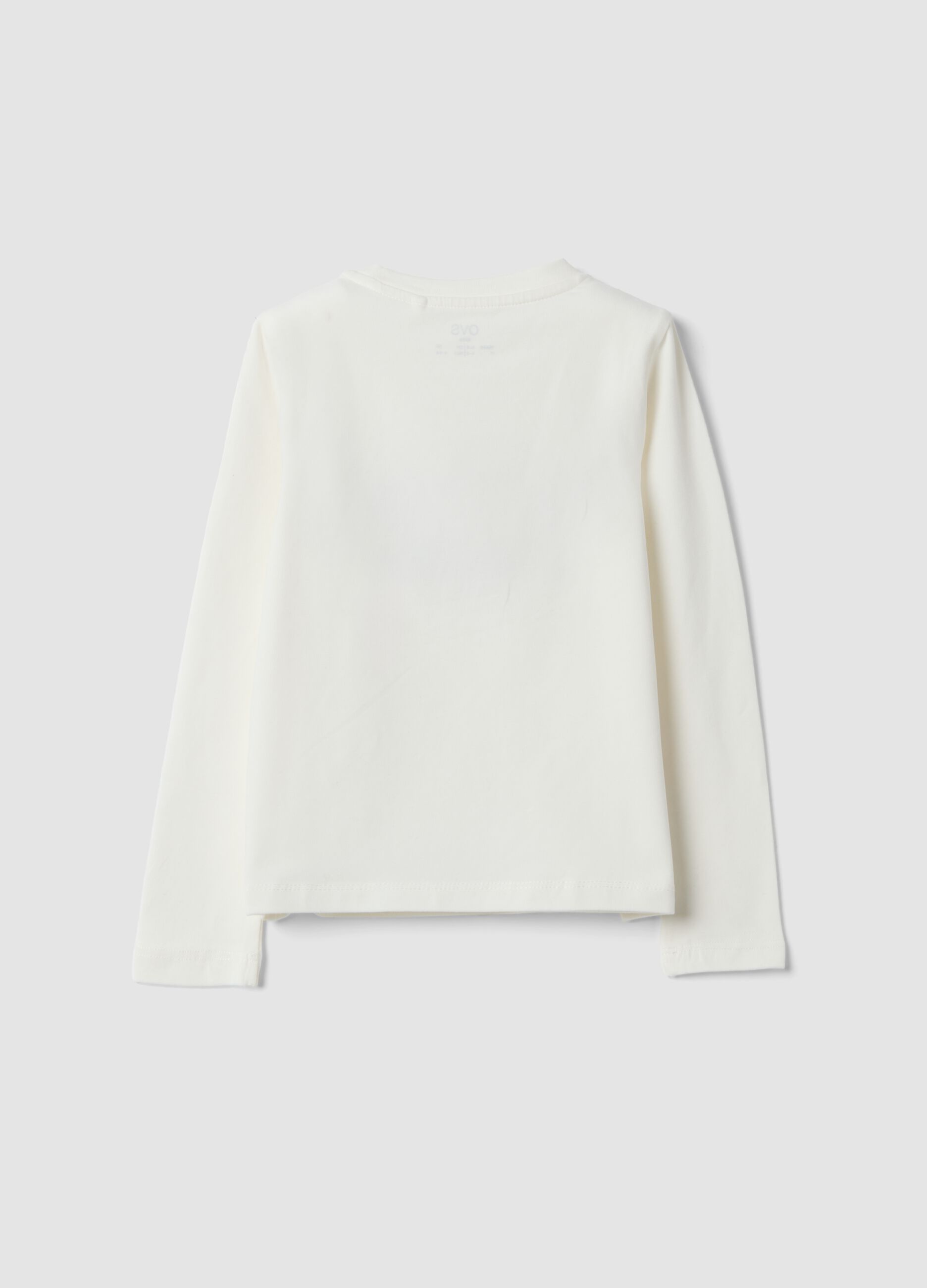 T-shirt bianca in cotone elasticizzato con girocollo