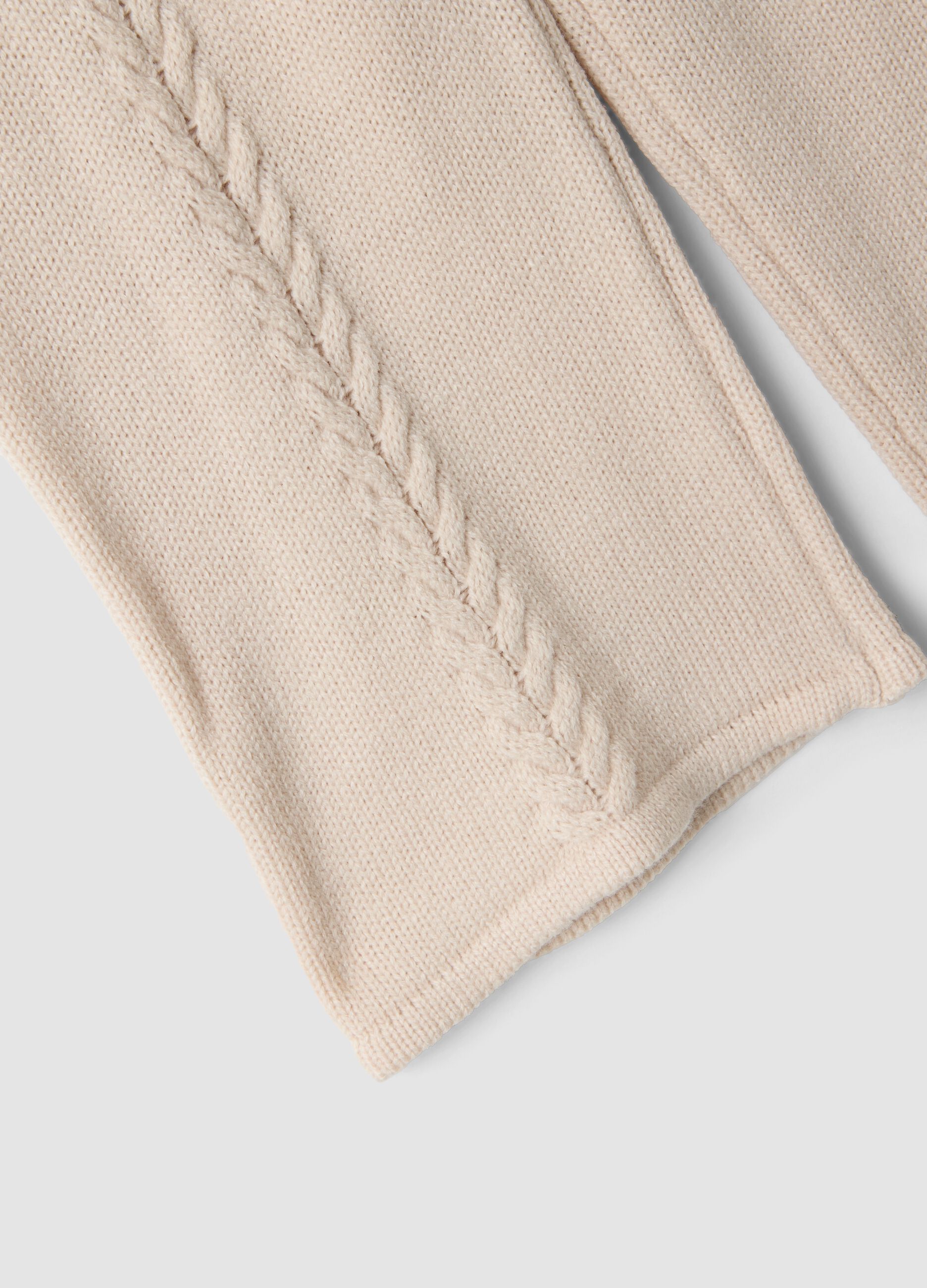Beige regular-fit trousers with bow