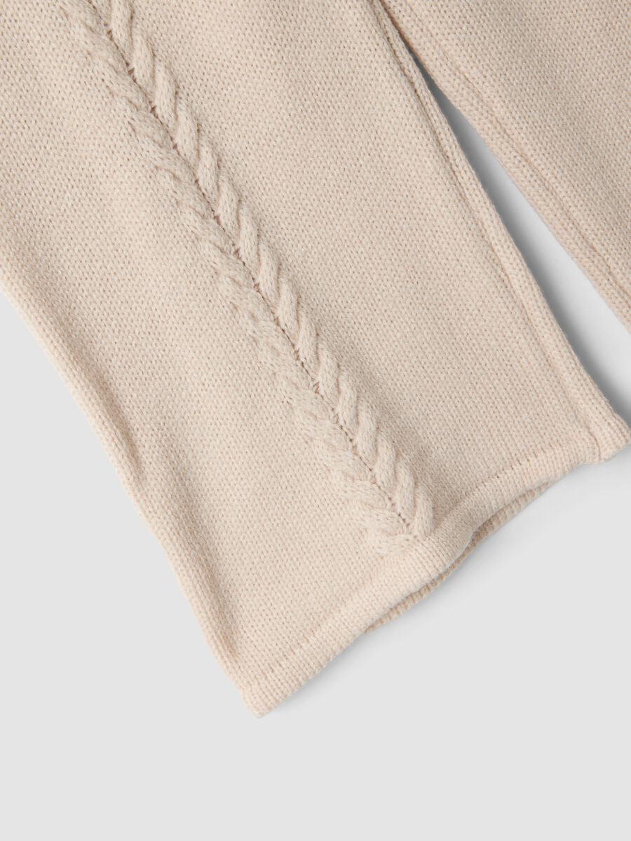 Beige regular-fit trousers with bow_3