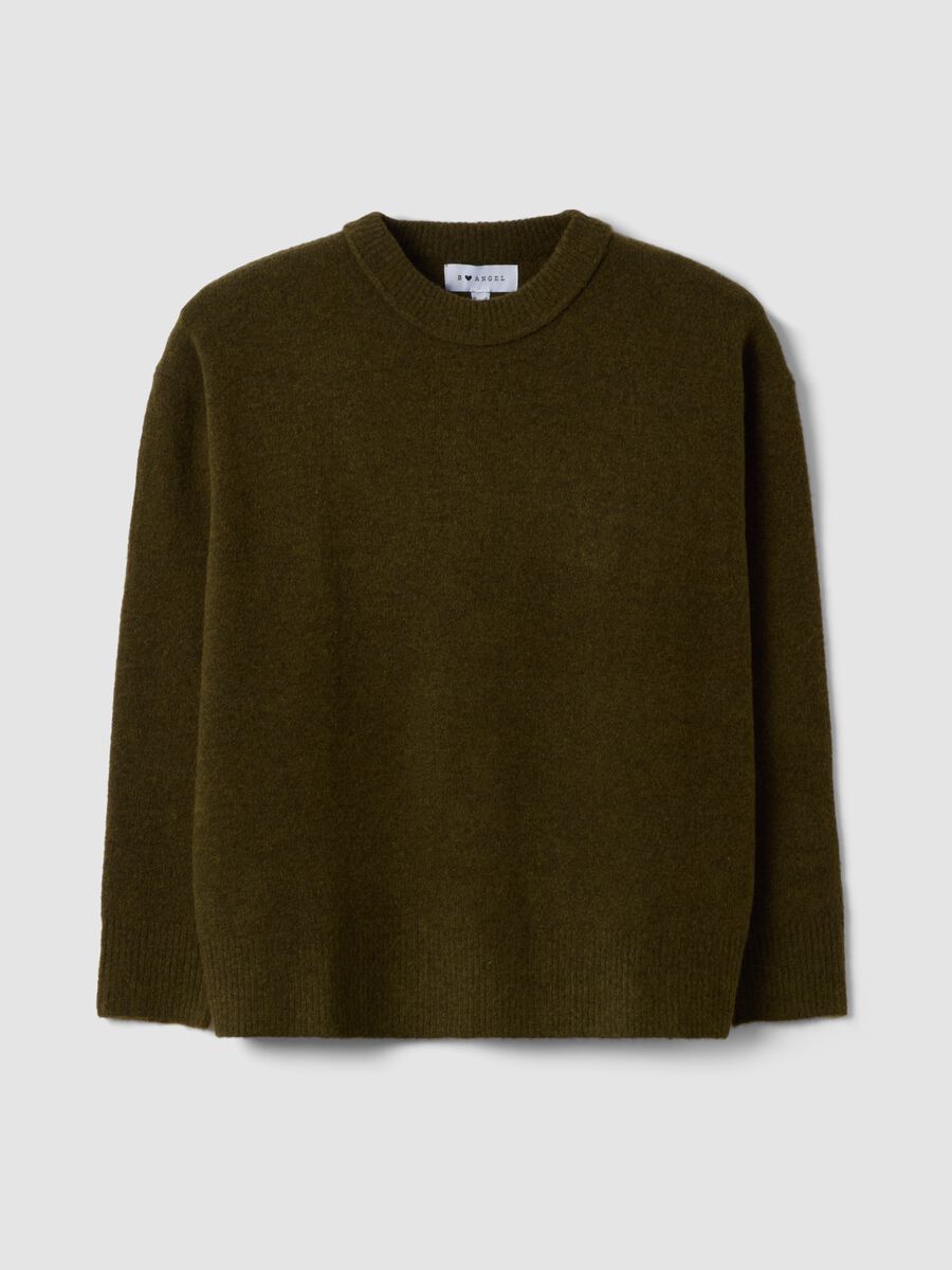 Green stretch wool crew-neck jumper_0