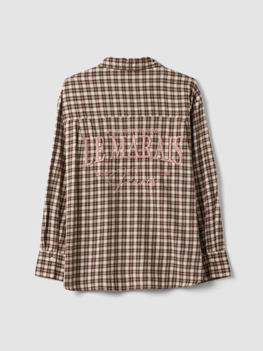 Brown checked pure cotton flannel shirt_2