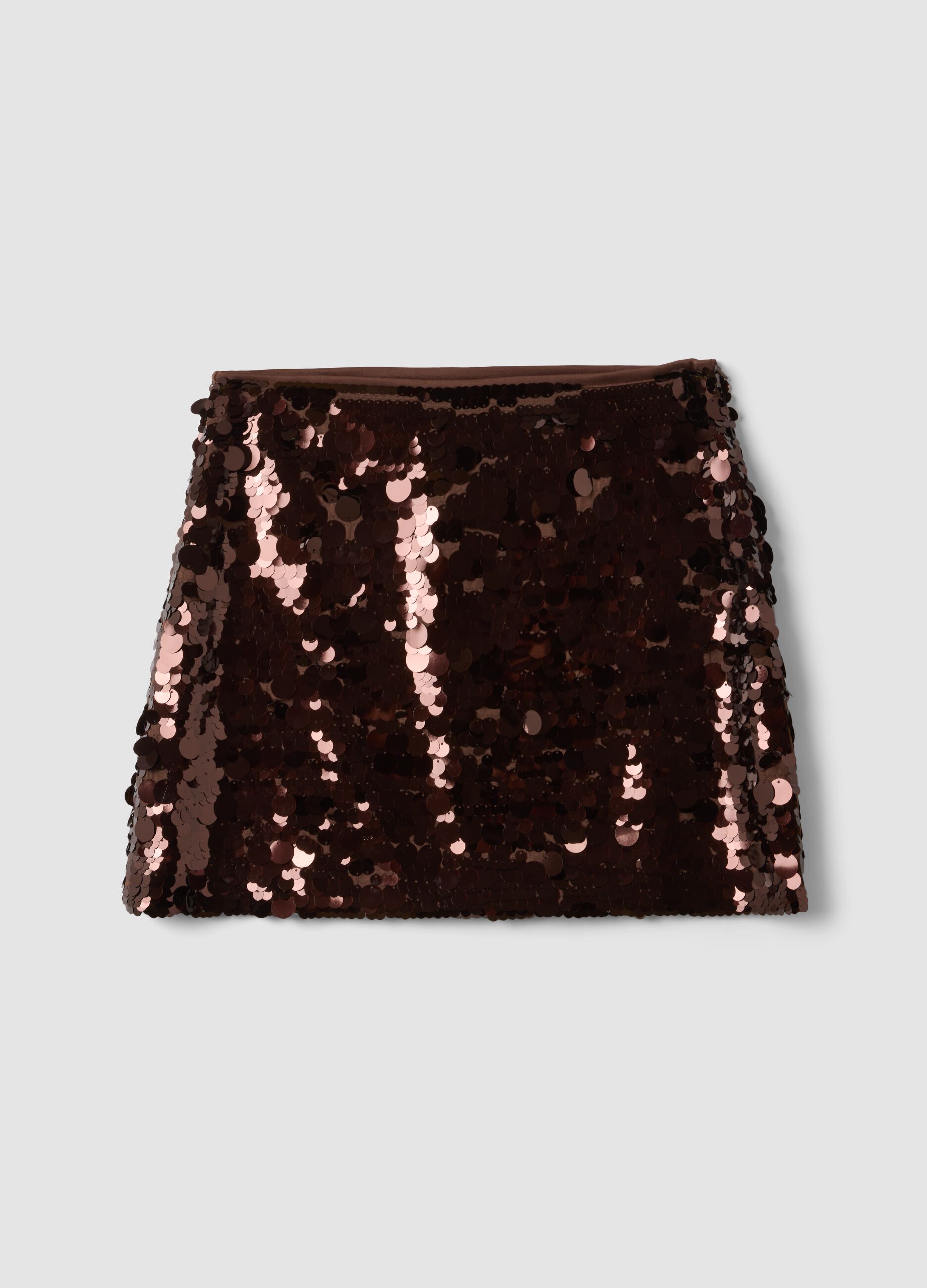 Brown sequin skirt with elasticated waistband