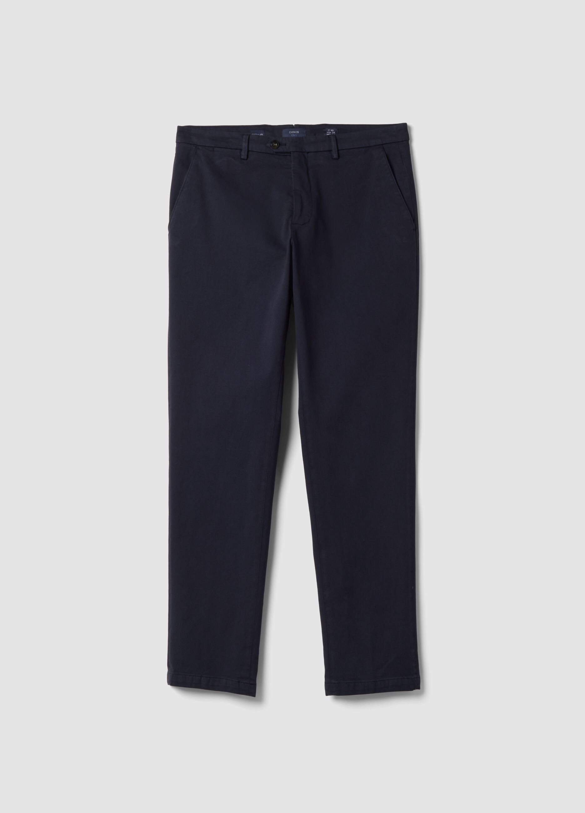 Pantaloni chino blu in cotone e modal elasticizzato