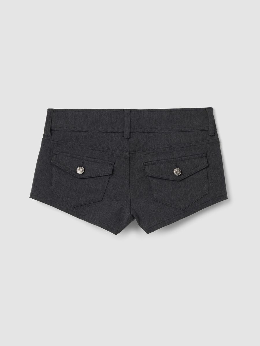 Grey stretch viscose skinny-fit shorts_5