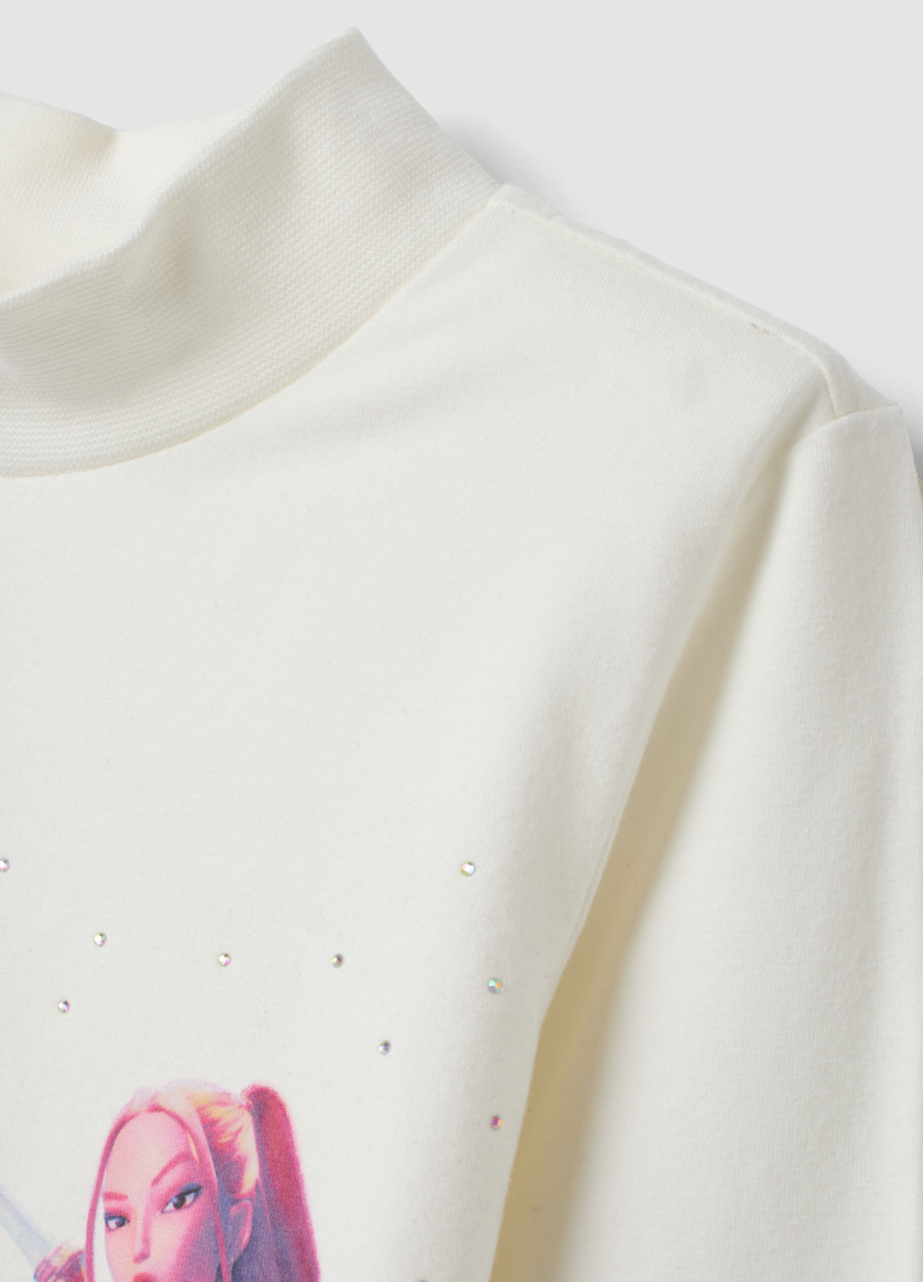 White stretch cotton T-shirt with K-Pop Demon Hunters print