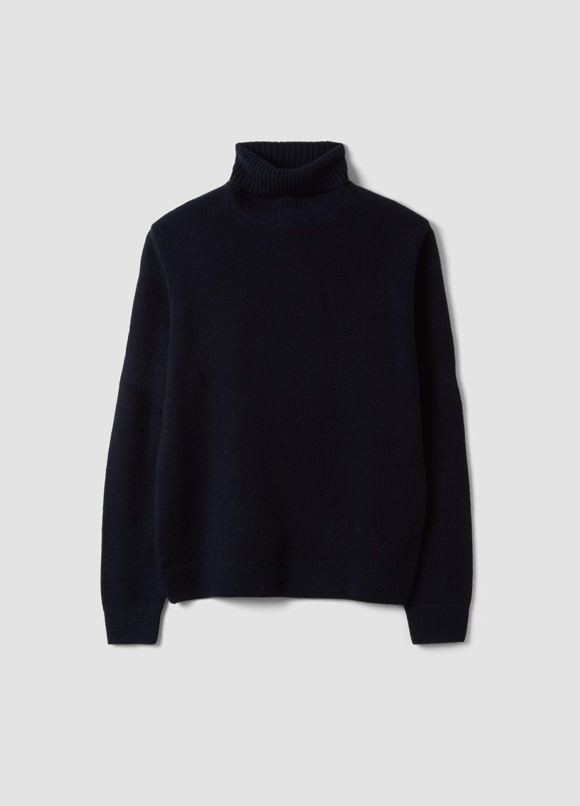 Maglia blu a dolcevita regular fit in jersey knit