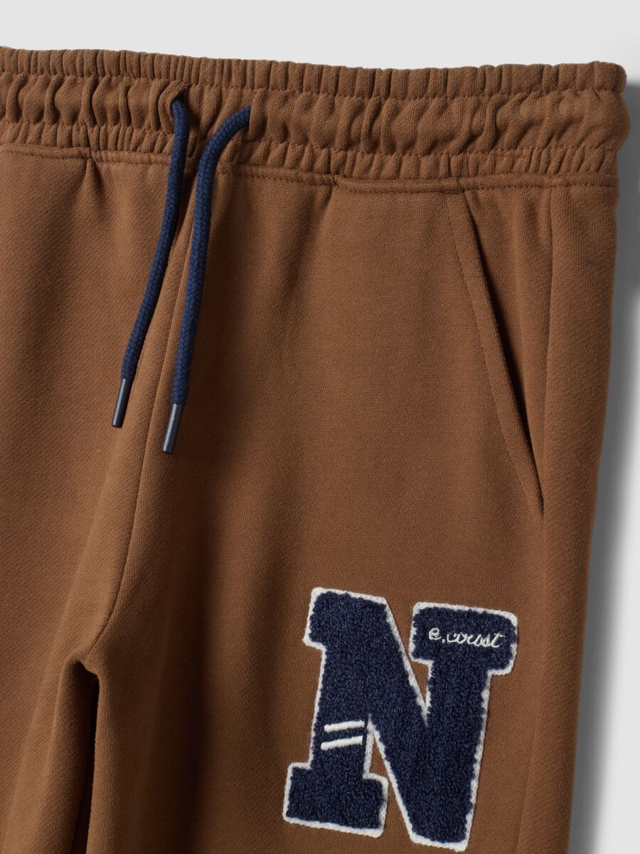 Brown pure cotton joggers with contrast side stripes_2