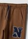 Pantaloni jogger marroni in puro cotone con bande a contrasto_2