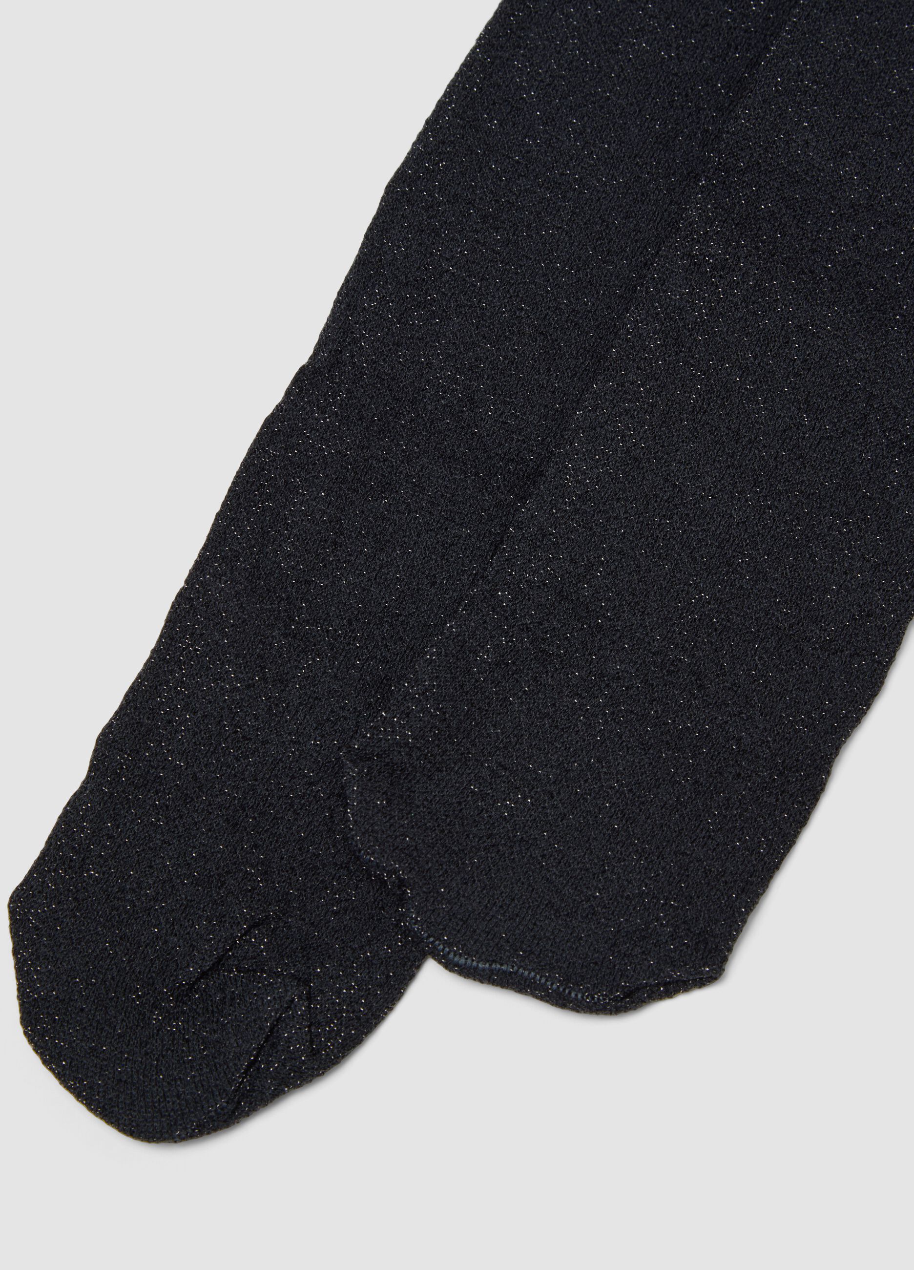 Collant blu in tessuto elasticizzato con fili luminosi