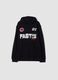 Black organic cotton hoodie with racing prints, relaxed fit_0