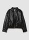 Giacca nera in misto cotone con zip regular fit_0