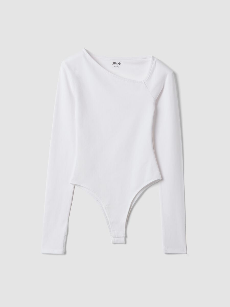 White Asymmetrical Bodysuit_0