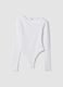 Asymmetrical Bodysuit White_0