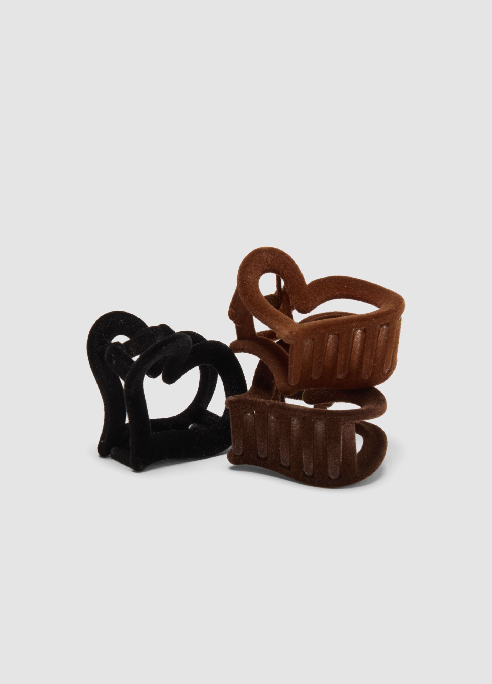 Brown and Black Heart Hair Clip Set