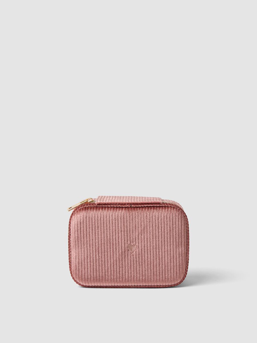 Pink stretch-fabric jewellery case with zip_0