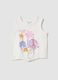 White organic cotton vest top with print and knot detail_0