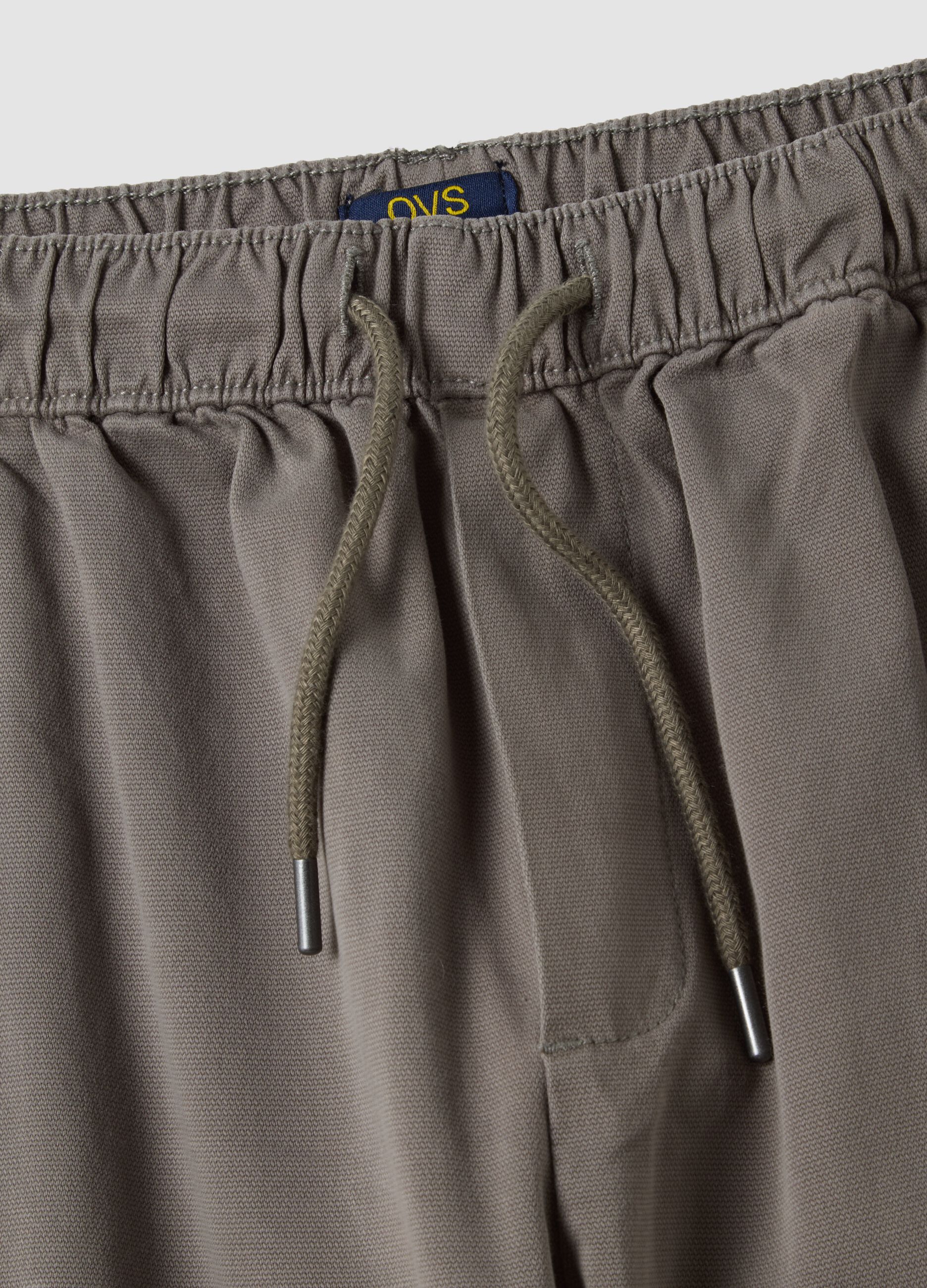 Grey stretch cotton joggers with elasticated cuffs, comfort fit