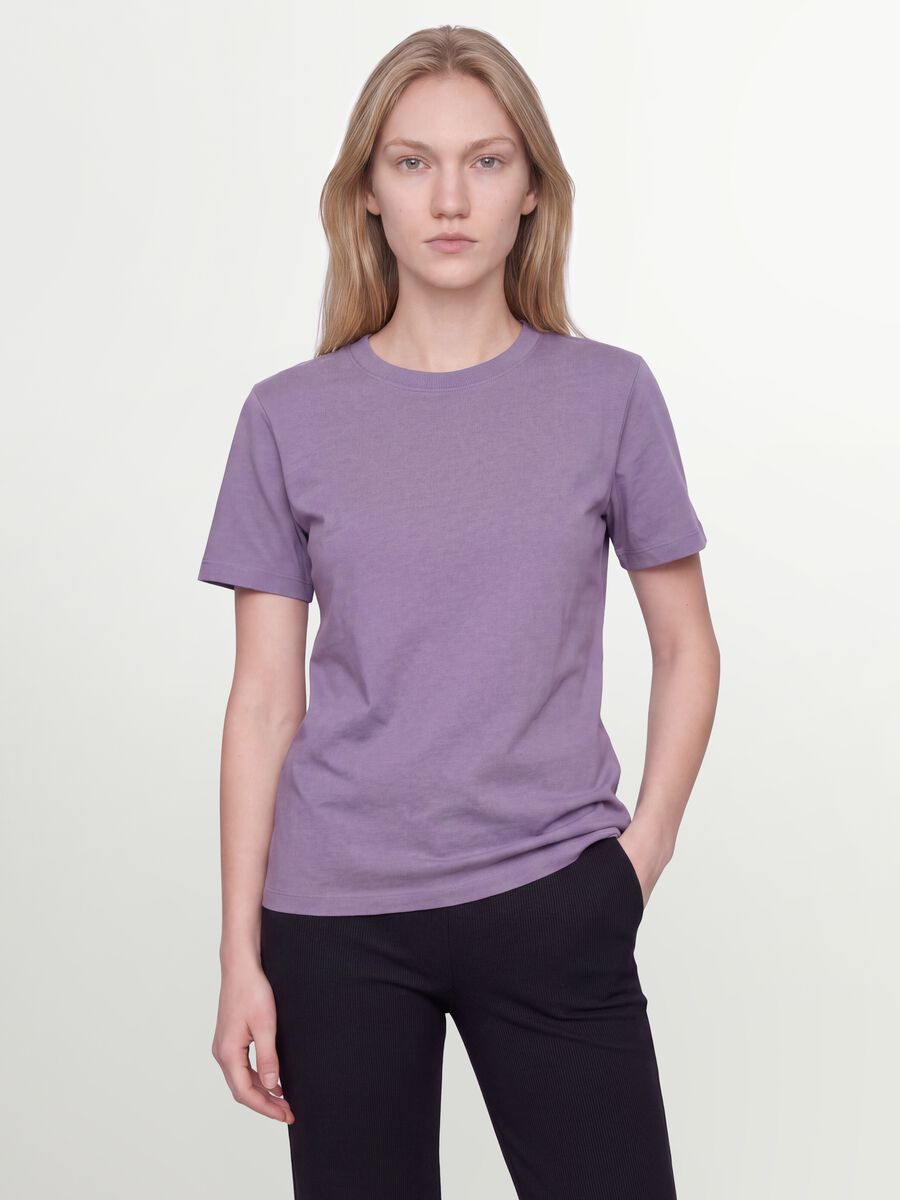 Purple crew-neck T-shirt in pure organic cotton, regular fit_0
