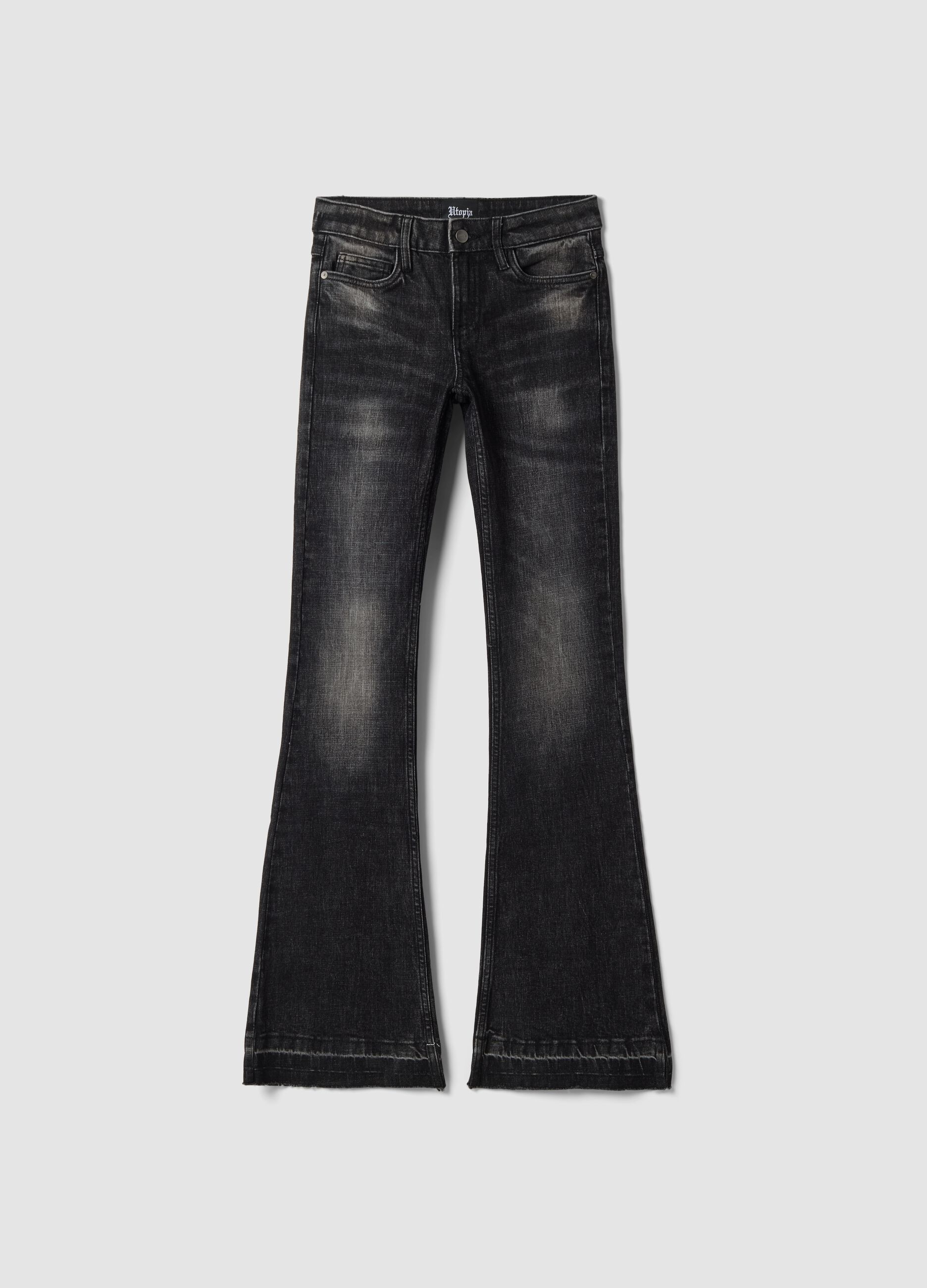 Slim Flare Black Washed Denim