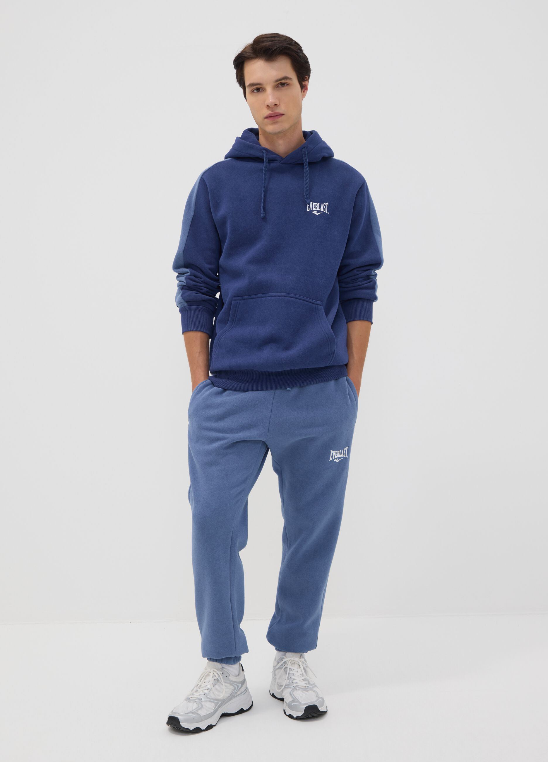 Blue cotton-blend hoodie with logo