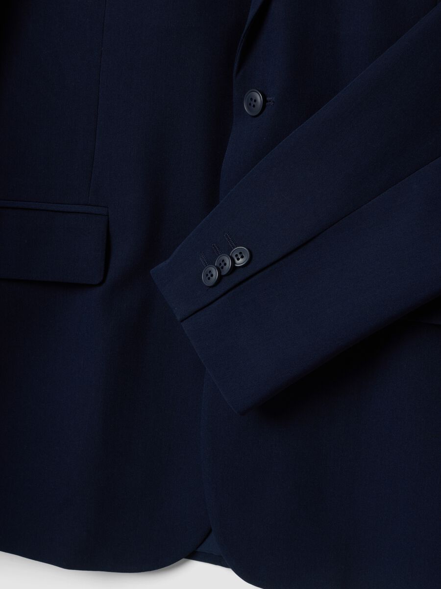 Blue slim-fit lined blazer with classic lapels_1