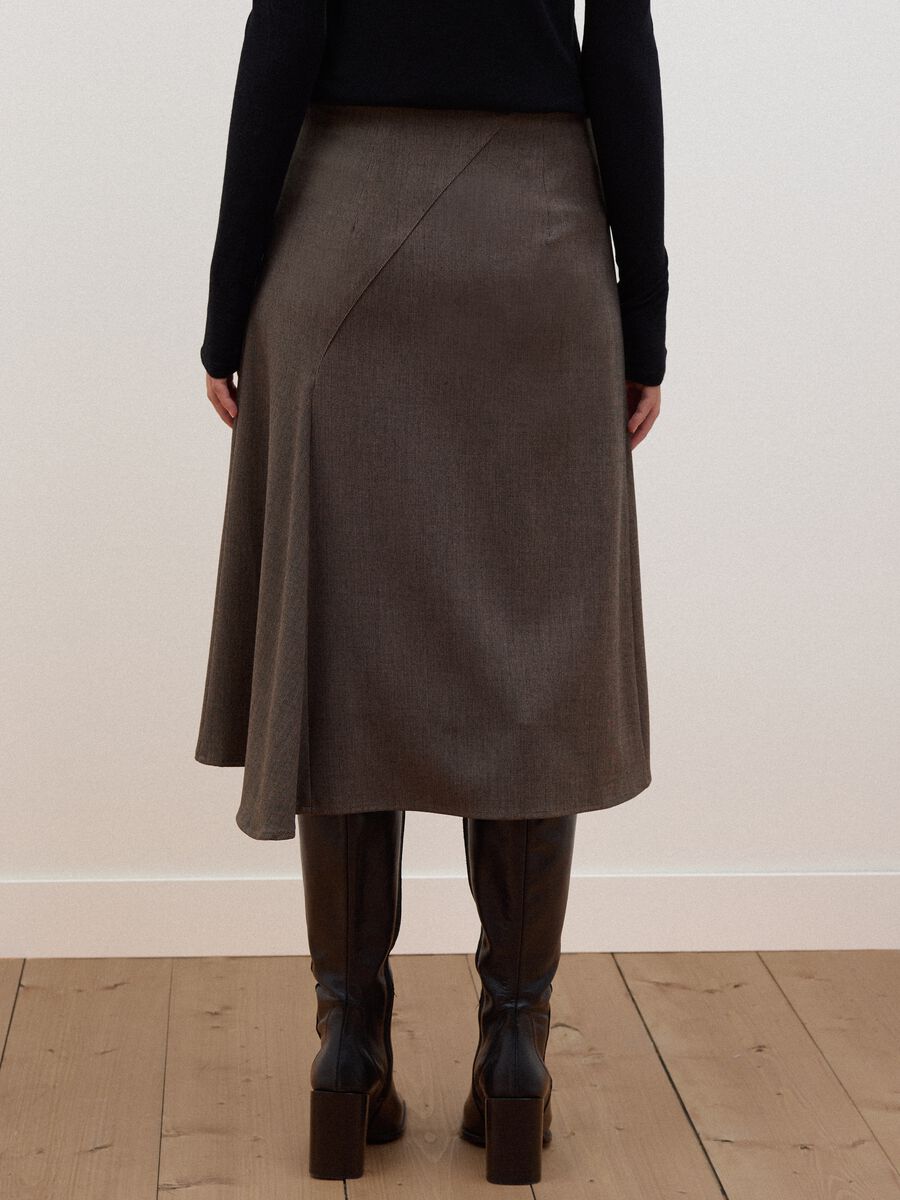 Brown stretch viscose skirt with lining_3