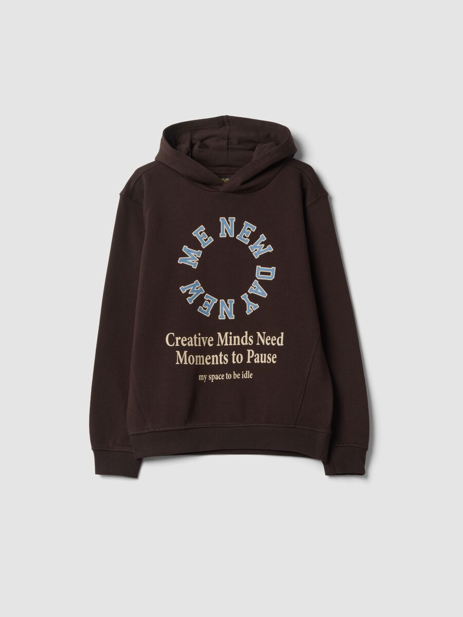 Dark brown pure cotton hoodie sweatshirt_0