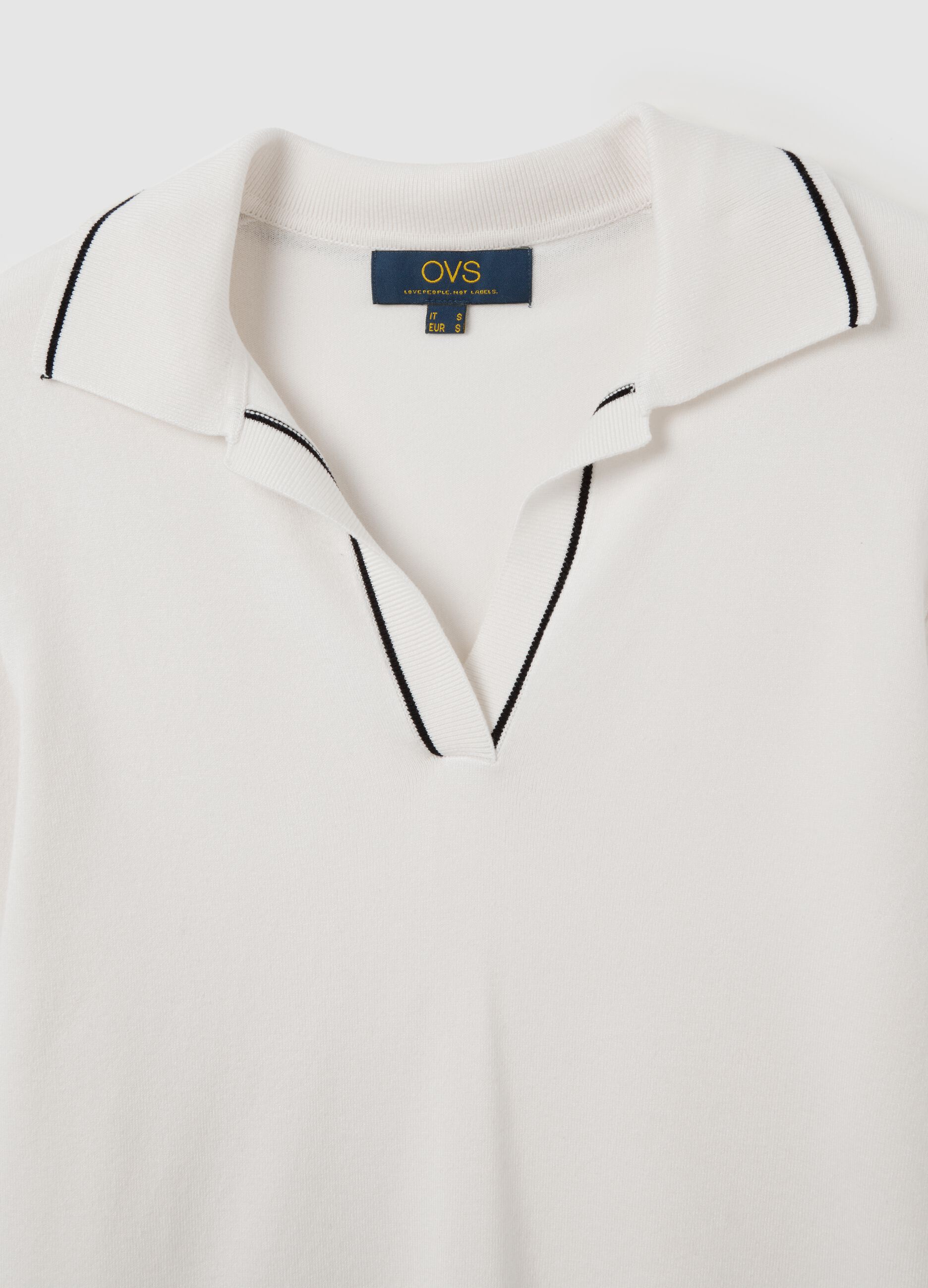 White Polo Sweater in Viscose Blend