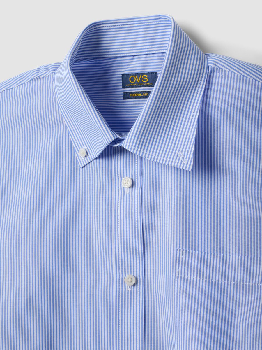 Blue striped cotton-blend shirt with button-down collar, easy-iron, regular fit_6