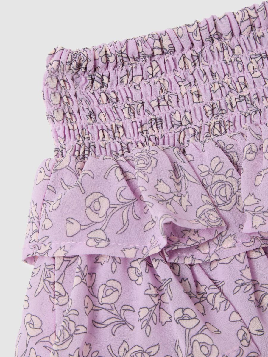 Girls' Mixed Skirt with Purple Floral Print_3