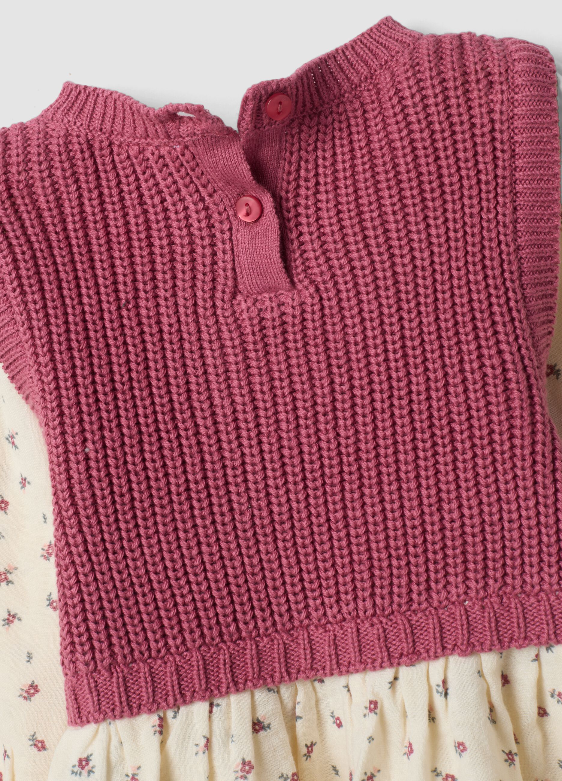 Pink crew-neck jumper in a viscose-cotton blend