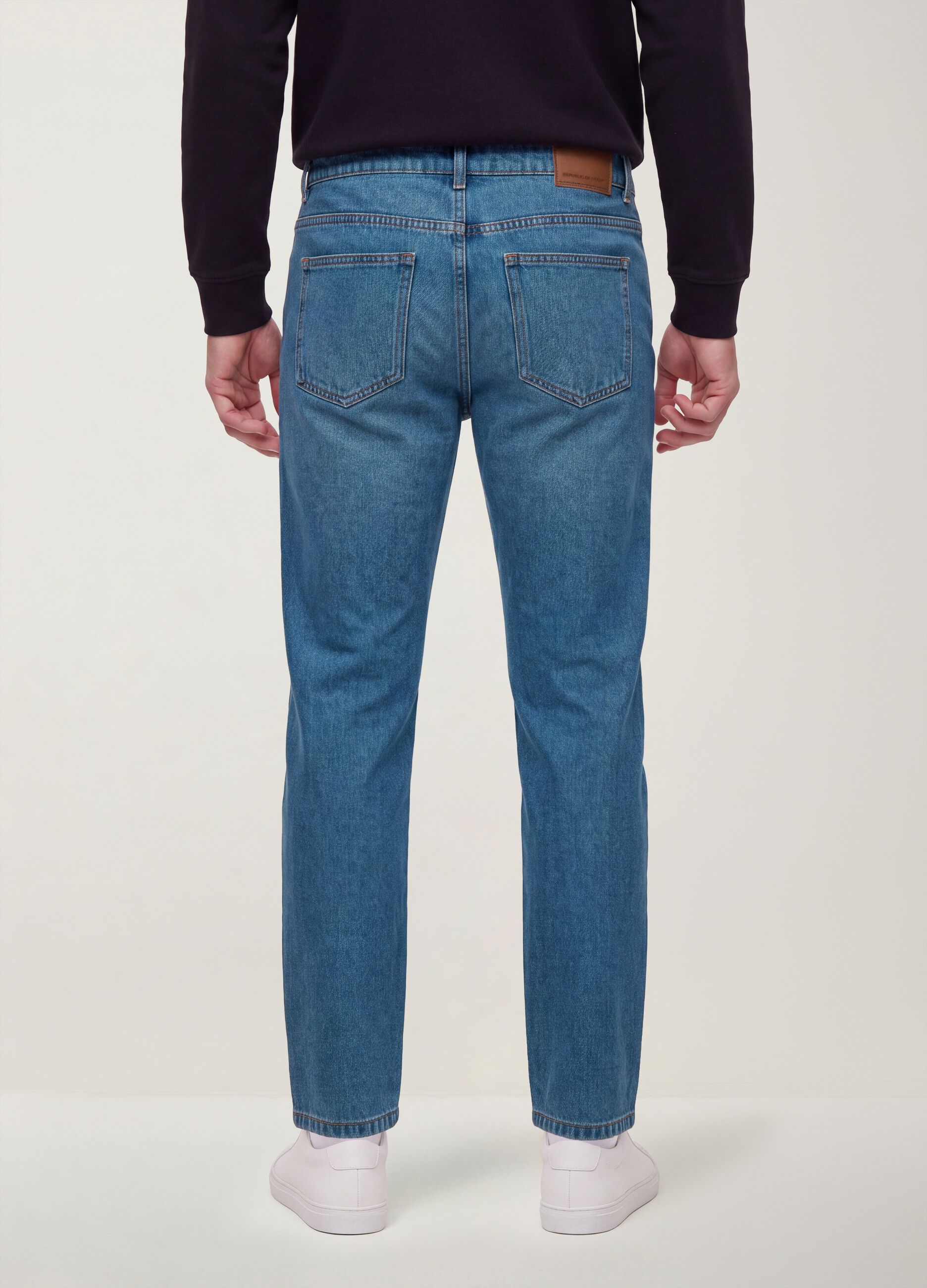 Light blue slim-fit cotton and viscose blend jeans
