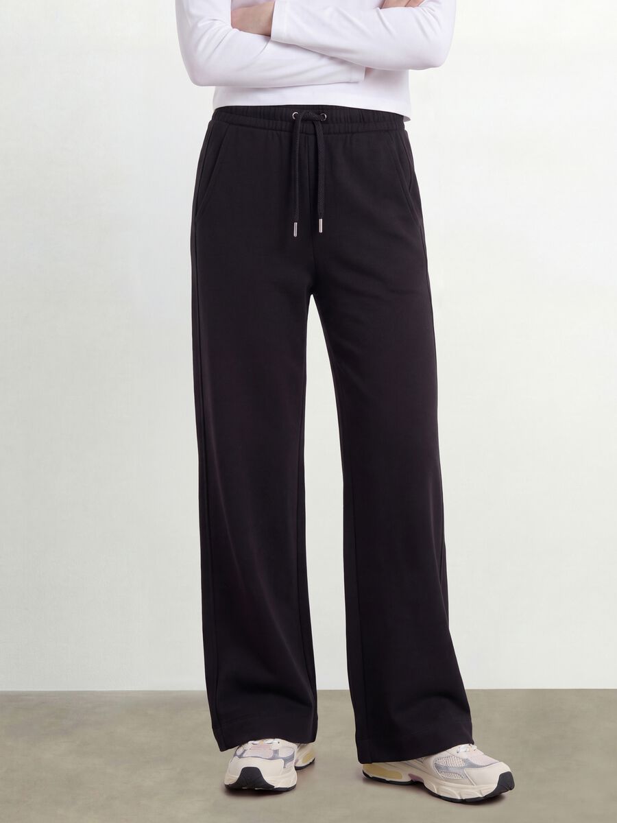 Black organic cotton culotte trousers for girls_3