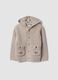 Grey V-neck hooded knitted cardigan, regular fit_0